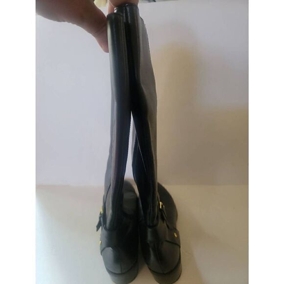 Lauren By Ralph Lauren Women's Black Leather Buckle Mid-Calf Boots Size 8.5 - Picture 2 of 6
